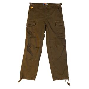 Empyre Mens Brown Loose Fit Cargo Pants Skate Streetwear Size 28 Button Fly